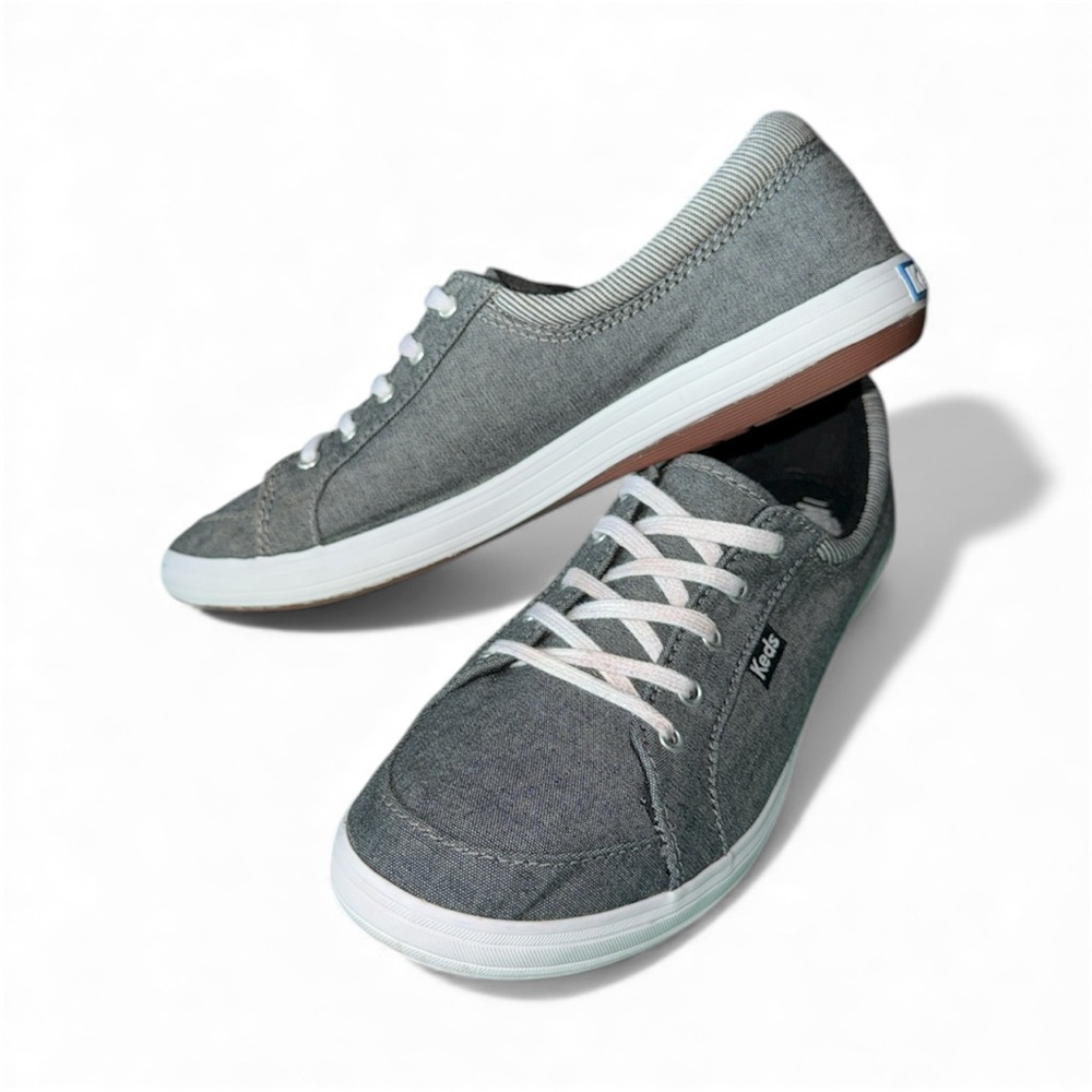 👟 Keds Gray Chambray Lace-Up Sneakers — Like New | Size 7.5